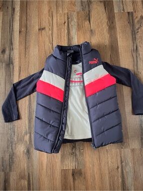 Puma Gray Vest with Pink and White Chevron Accents and matching long sleeve tee!